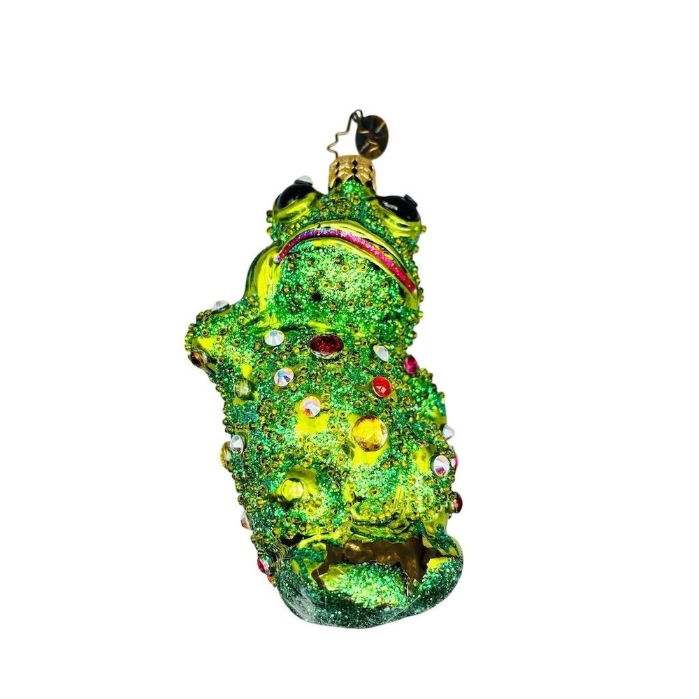 Christopher‎ Radko Froggy Sparkle Glass Frog Ornament Holiday Decor